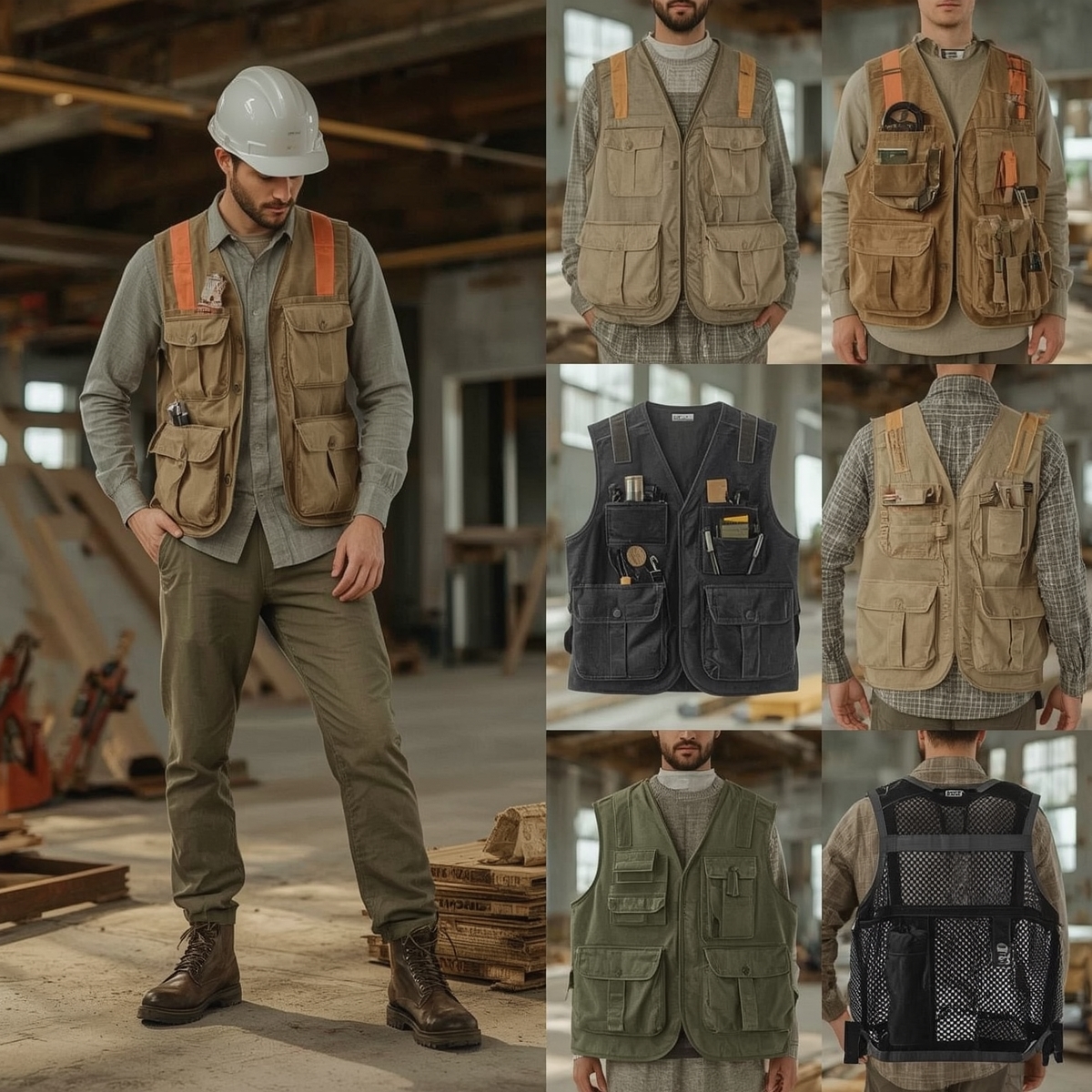 Vestă cu buzunare multiple